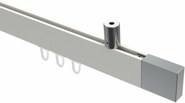 Innenlauf Gardinenstange Deckenmontage Aluminium / Metall eckig 14x35 mm SONIUS - Lox Weiß / Chrom 100 cm
