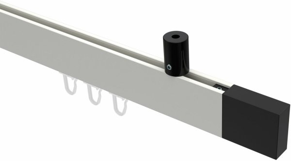 Innenlauf Gardinenstange Deckenmontage Aluminium / Metall eckig 14x35 mm SONIUS - Lox Weiß / Schwarz 100 cm