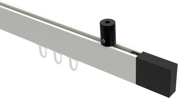 Innenlauf Gardinenstange Deckenmontage Aluminium / Metall eckig 14x35 mm SONIUS - Lox Weiß / Schwarz 100 cm