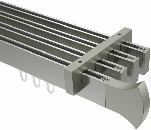 Innenlauf Gardinenstange Deckenmontage Edelstahl-Optik eckig 14x35 mm 4-läufig SMARTLINE - Conex 100 cm
