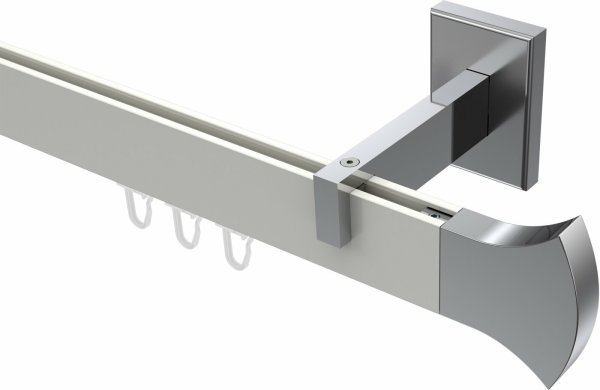 Innenlauf Gardinenstange Aluminium / Metall eckig 14x35 mm SMARTLINE - Conex Weiß / Chrom 400 cm (2 x 200 cm)