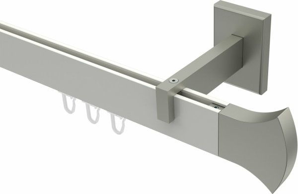 Innenlauf Gardinenstange Aluminium / Metall eckig 14x35 mm SMARTLINE - Conex Weiß / Edelstahl-Optik 320 cm (2 x 160 cm)