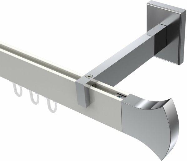 Innenlauf Gardinenstange Aluminium / Metall eckig 14x35 mm SMARTLINE - Conex Weiß / Chrom (WA lang) 140 cm