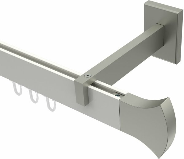 Innenlauf Gardinenstange Aluminium / Metall eckig 14x35 mm SMARTLINE - Conex Weiß / Edelstahl-Optik (WA lang) 100 cm