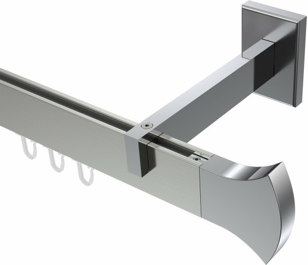 Innenlauf Gardinenstange Aluminium / Metall eckig 14x35 mm SMARTLINE - Conex Edelstahl-Optik / Chrom (WA lang) 100 cm