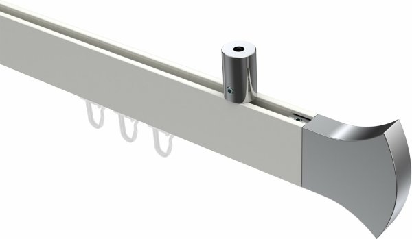 Innenlauf Gardinenstange Deckenmontage Aluminium / Metall eckig 14x35 mm SONIUS - Conex Weiß / Chrom 100 cm