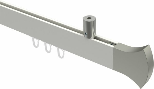 Innenlauf Gardinenstange Deckenmontage Aluminium / Metall eckig 14x35 mm SONIUS - Conex Weiß / Edelstahl-Optik 100 cm