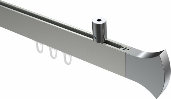 Innenlauf Gardinenstange Deckenmontage Aluminium / Metall eckig 14x35 mm SONIUS - Conex Edelstahl-Optik / Chrom 100 cm