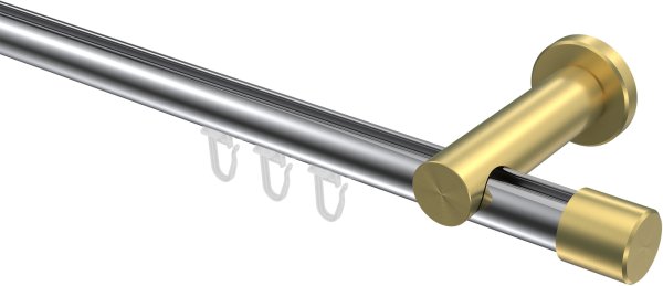 Innenlauf Gardinenstange Aluminium / Metall 20 mm Ø PLATON - Santo Chrom / Messing-Optik 100 cm