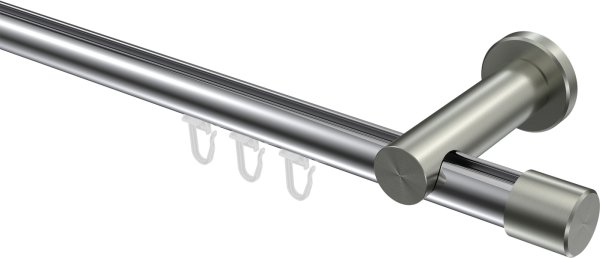 Innenlauf Gardinenstange Aluminium / Metall 20 mm Ø PLATON - Santo Chrom / Edelstahl-Optik 100 cm