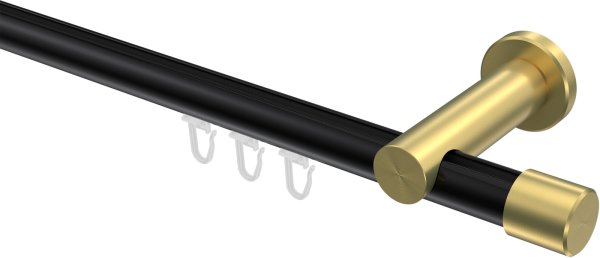 Innenlauf Gardinenstange Aluminium / Metall 20 mm Ø PLATON - Santo Schwarz / Messing-Optik 100 cm