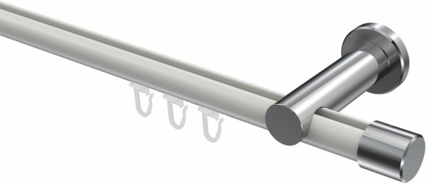 Innenlauf Gardinenstange Aluminium / Metall 20 mm Ø PLATON - Santo Weiß / Chrom 100 cm