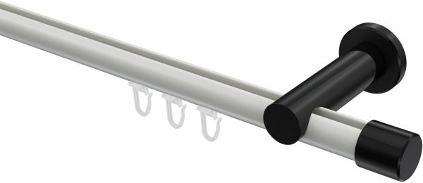 Innenlauf Gardinenstange Aluminium / Metall 20 mm Ø PLATON - Santo Weiß / Schwarz 100 cm