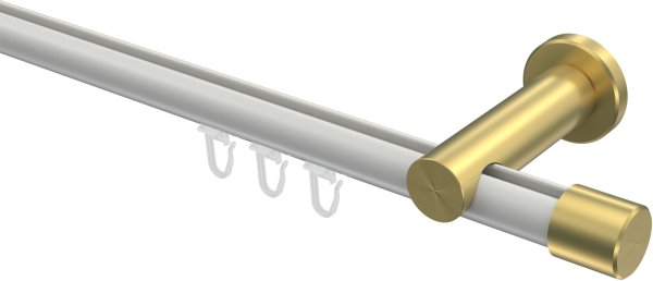 Innenlauf Gardinenstange Aluminium / Metall 20 mm Ø PLATON - Santo Weiß / Messing-Optik 100 cm