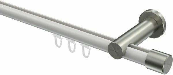 Innenlauf Gardinenstange Aluminium / Metall 20 mm Ø PLATON - Santo Weiß / Edelstahl-Optik 100 cm