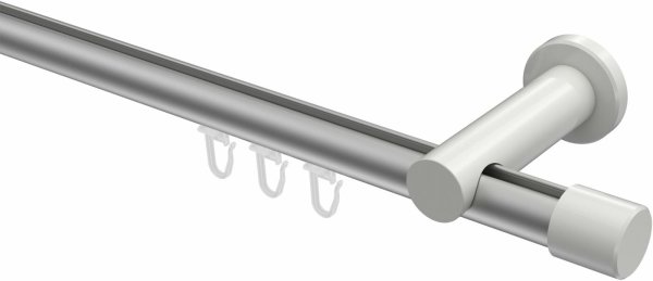 Innenlauf Gardinenstange Aluminium / Metall 20 mm Ø PLATON - Santo Silbergrau / Weiß 100 cm