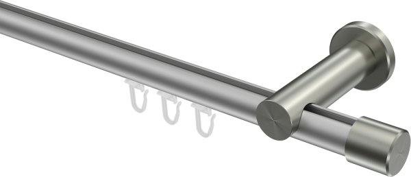 Innenlauf Gardinenstange Aluminium / Metall 20 mm Ø PLATON - Santo Silbergrau / Edelstahl-Optik 100 cm
