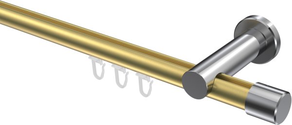 Innenlauf Gardinenstange Aluminium / Metall 20 mm Ø PLATON - Santo Messing-Optik / Chrom 100 cm