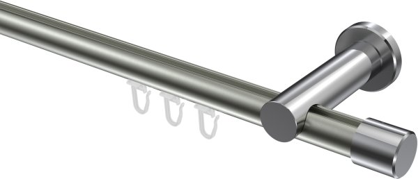 Innenlauf Gardinenstange Aluminium / Metall 20 mm Ø PLATON - Santo Edelstahl-Optik / Chrom 100 cm