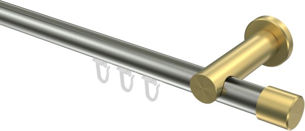 Innenlauf Gardinenstange Edelstahl-Optik / Messing-Optik 20 mm Ø PLATON - Santo 100 cm