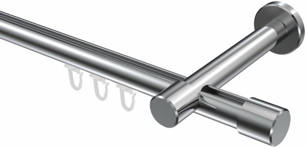 Innenlauf Gardinenstange Aluminium / Metall 20 mm Ø PRESTIGE - Santo Chrom 540 cm (3 x 180 cm)