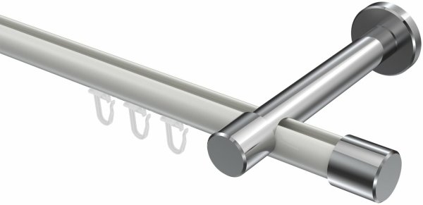 Innenlauf Gardinenstange Aluminium / Metall 20 mm Ø PRESTIGE - Santo Weiß / Chrom 100 cm