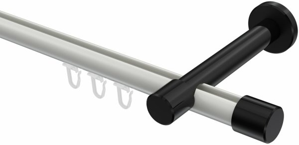 Innenlauf Gardinenstange Aluminium / Metall 20 mm Ø PRESTIGE - Santo Weiß / Schwarz 160 cm