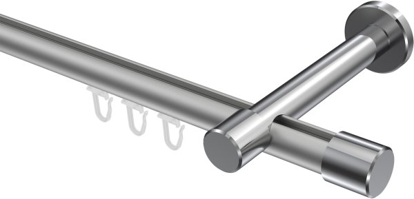 Innenlauf Gardinenstange Aluminium / Metall 20 mm Ø PRESTIGE - Santo Silbergrau / Chrom 100 cm