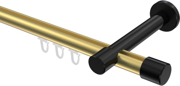 Innenlauf Gardinenstange Aluminium / Metall 20 mm Ø PRESTIGE - Santo Messing-Optik / Schwarz 100 cm