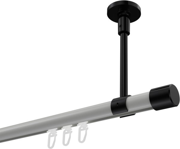 Innenlauf Gardinenstange Aluminium / Metall 20 mm Ø SONETTE - Santo Weiß / Schwarz 100 cm