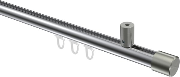 Innenlauf Gardinenstange Aluminium / Metall 20 mm Ø SONIUS - Santo Chrom / Edelstahl-Optik 100 cm