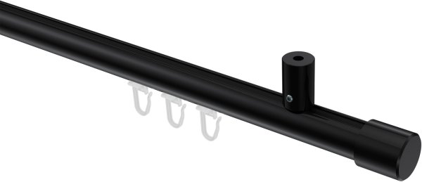 Innenlauf Gardinenstange Aluminium / Metall 20 mm Ø SONIUS - Santo Schwarz 100 cm