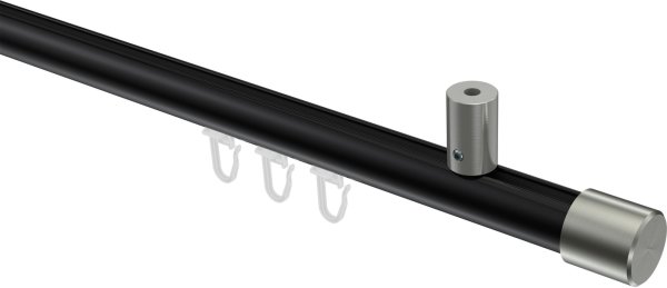 Innenlauf Gardinenstange Aluminium / Metall 20 mm Ø SONIUS - Santo Schwarz / Edelstahl-Optik 100 cm
