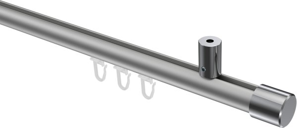 Innenlauf Gardinenstange Aluminium / Metall 20 mm Ø SONIUS - Santo Silbergrau / Chrom 100 cm