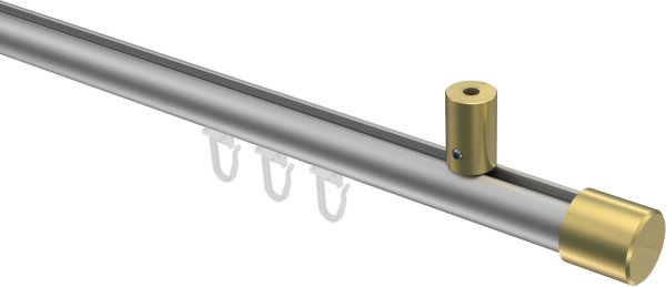 Innenlauf Gardinenstange Aluminium / Metall 20 mm Ø SONIUS - Santo Silbergrau / Messing-Optik 100 cm