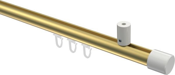 Innenlauf Gardinenstange Aluminium / Metall 20 mm Ø SONIUS - Santo Messing-Optik / Weiß 100 cm