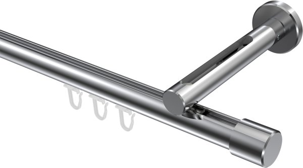 Innenlauf Gardinenstange Aluminium / Metall 20 mm Ø SITENO - Santo Chrom 100 cm