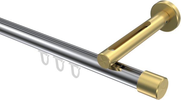 Innenlauf Gardinenstange Aluminium / Metall 20 mm Ø SITENO - Santo Chrom / Messing-Optik 100 cm