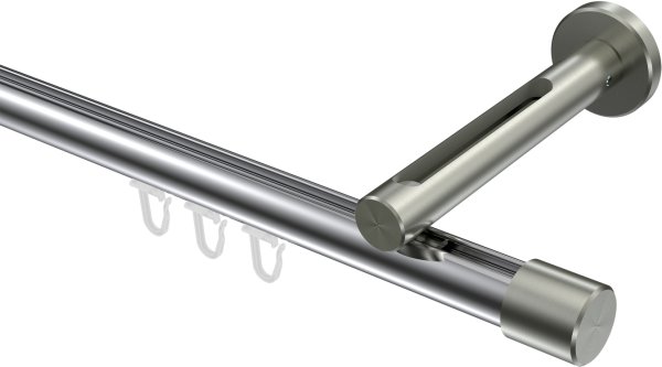 Innenlauf Gardinenstange Aluminium / Metall 20 mm Ø SITENO - Santo Chrom / Edelstahl-Optik 100 cm
