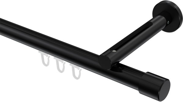Innenlauf Gardinenstange Aluminium / Metall 20 mm Ø SITENO - Santo Schwarz 100 cm