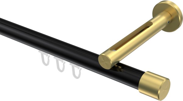 Innenlauf Gardinenstange Aluminium / Metall 20 mm Ø SITENO - Santo Schwarz / Messing-Optik 100 cm