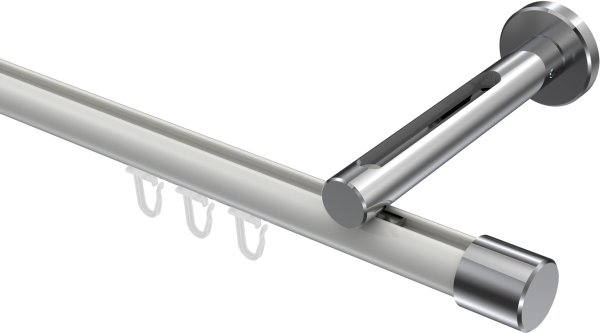 Innenlauf Gardinenstange Aluminium / Metall 20 mm Ø SITENO - Santo Weiß / Chrom 100 cm