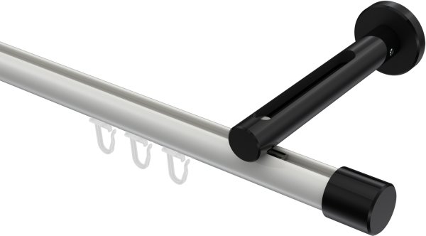 Innenlauf Gardinenstange Aluminium / Metall 20 mm Ø SITENO - Santo Weiß / Schwarz 100 cm