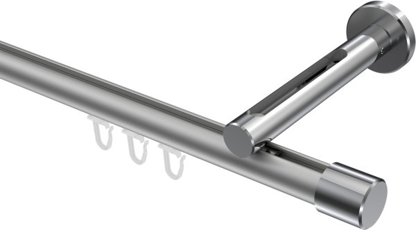 Innenlauf Gardinenstange Aluminium / Metall 20 mm Ø SITENO - Santo Silbergrau / Chrom 100 cm
