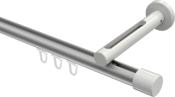 Innenlauf Gardinenstange Aluminium / Metall 20 mm Ø SITENO - Santo Silbergrau / Weiß 100 cm