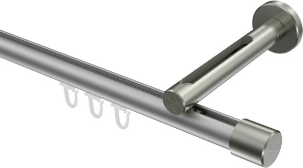 Innenlauf Gardinenstange Aluminium / Metall 20 mm Ø SITENO - Santo Silbergrau / Edelstahl-Optik 100 cm