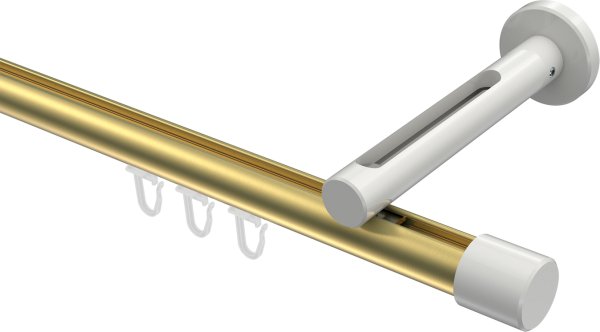 Innenlauf Gardinenstange Aluminium / Metall 20 mm Ø SITENO - Santo Messing-Optik / Weiß 100 cm