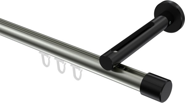 Innenlauf Gardinenstange Aluminium / Metall 20 mm Ø SITENO - Santo Edelstahl-Optik / Schwarz 100 cm