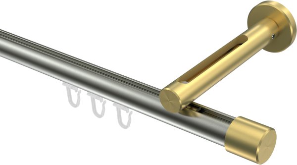 Innenlauf Gardinenstange Edelstahl-Optik / Messing-Optik 20 mm Ø SITENO - Santo 100 cm