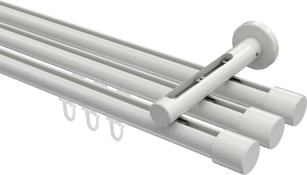 Innenlauf Gardinenstange Aluminium / Metall 20 mm Ø 3-läufig SITENO - Santo Weiß 100 cm
